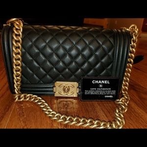Chanel le Boy MEDIUM Black Quilted